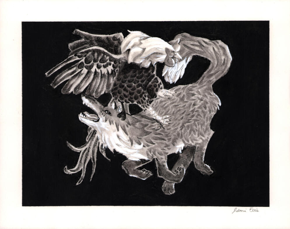 The Fox & The Rooster Charcoal Pastels, 2024